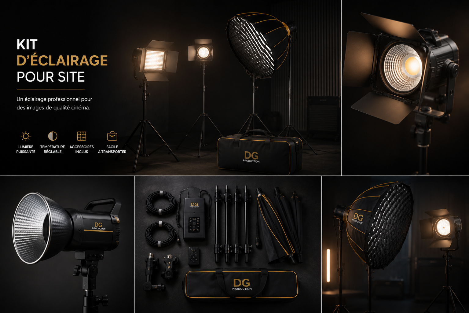 Kit d'éclairage cinéma disponible à la location